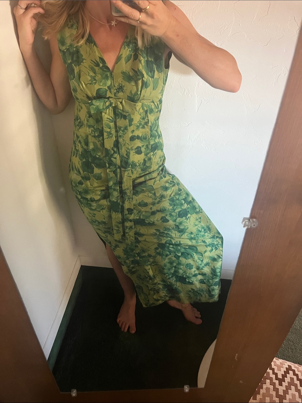 Vintage Green Floral Maxi Dress